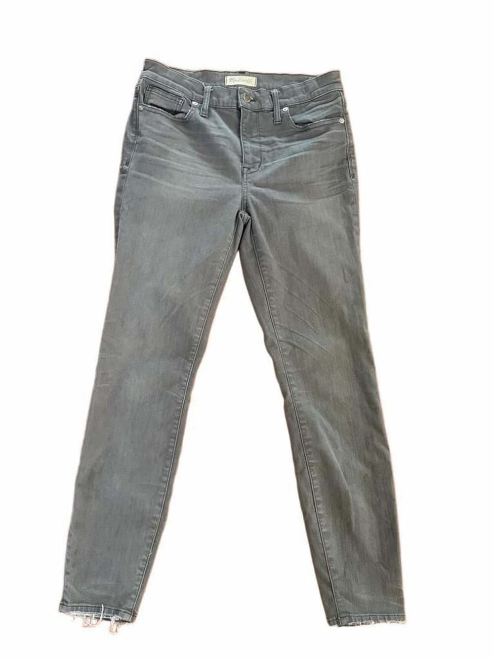 Madewell High-Riser Skinny Jeans Size 27 Gray Denim Raw Hem